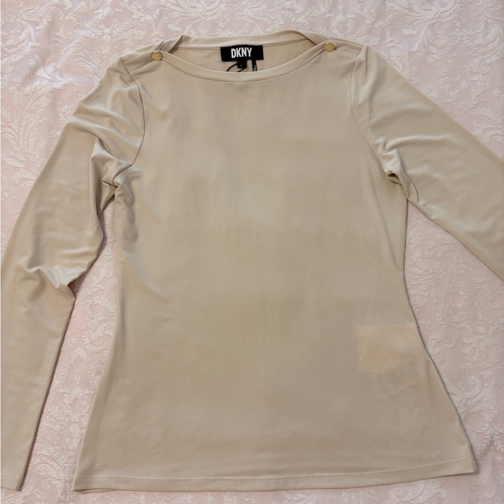 DKNY Women's Beige Long Sleeve Blouse